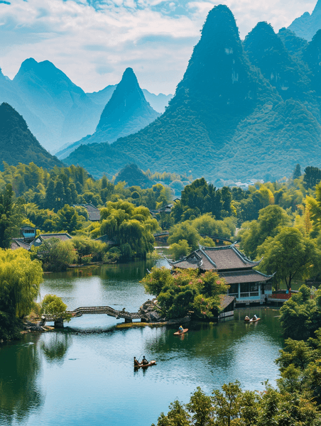 创意桂林丽江美丽的中国优雅美丽风景风景