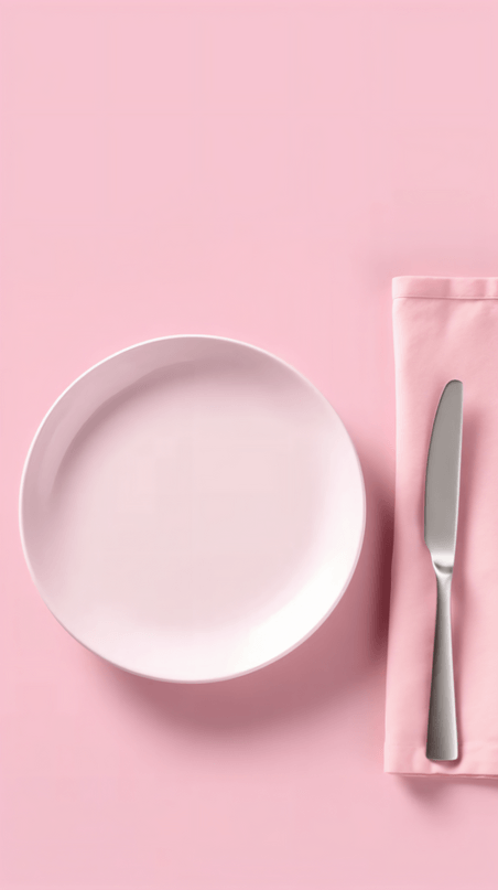粉白色餐具电商促销餐桌餐盘刀具背景