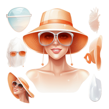 创意防晒设计系列夏天遮阳旅游度假美女