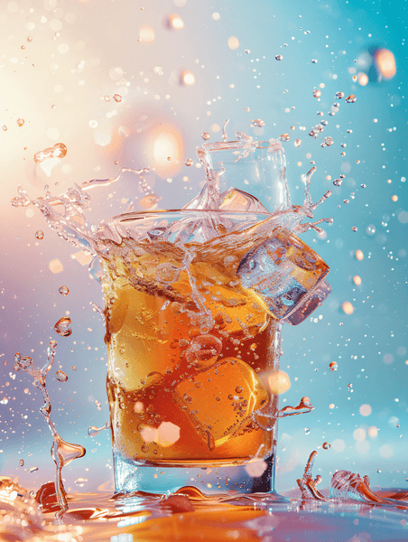 创意饮料夏天夏季冰可乐冰块飞溅冷饮摄影图