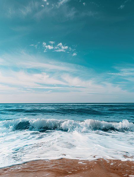 创意大海简约天空大海海浪摄影图