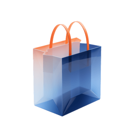 创意蓝色购物袋元素立体免抠图案
