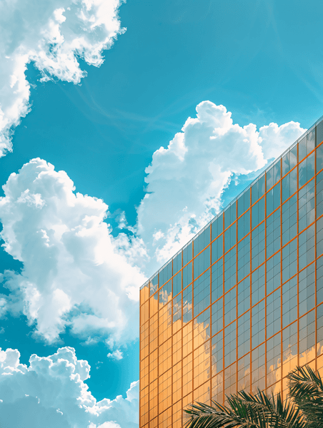 蓝天风景旅游城市都市企业商务办公建筑