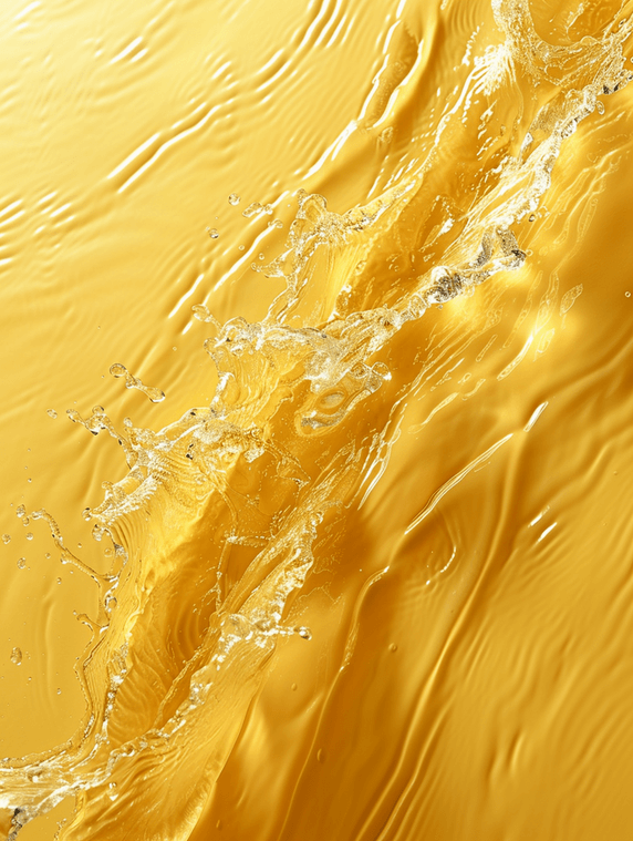 水流飞溅金黄色液体夏季清凉背景