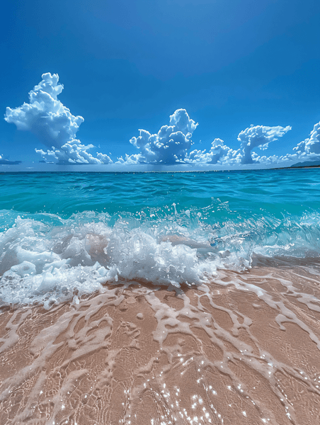 创意大海海浪海浪和沙滩摄影图