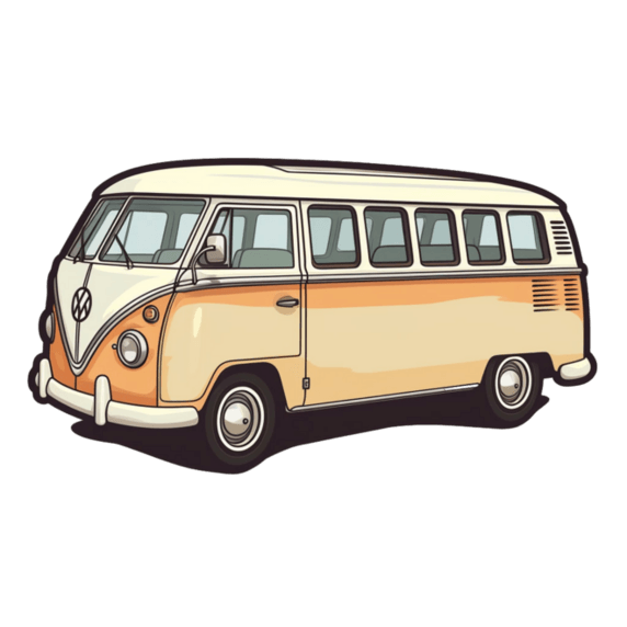 创意卡通客车公交车露营旅游元素免抠图案