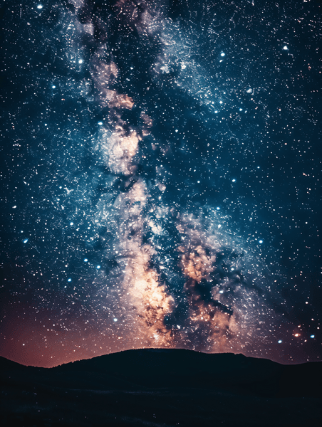 创意星星晚上银河高坡星轨摄影图
