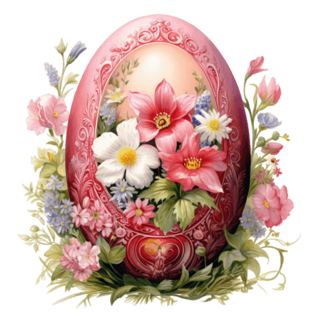 复活节浪漫唯美创意鸡蛋鲜花元素免抠图案