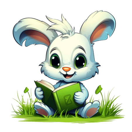 创意卡通动物童话兔子阅读元素学习看书教育培训拟人阅读免抠图案