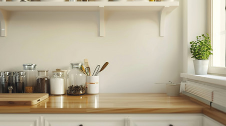 创意室内家居白色厨房调料温馨桌面简约产品展示背景