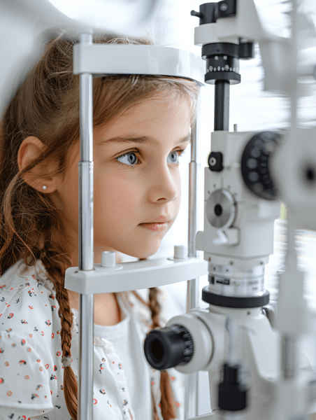 创意医疗健康眼科体检小女孩检查视力问题