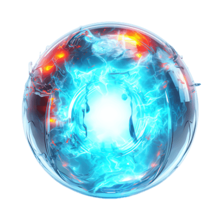 创意炫酷火球元素水球蓝色魔法立体免抠图案
