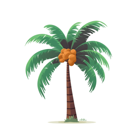 创意夏天植物卡通热带椰子树手绘