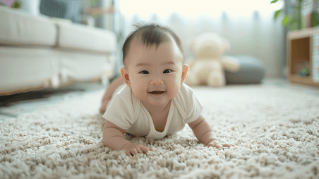 创意幼儿母婴人像趴在地毯上的婴儿摄影7