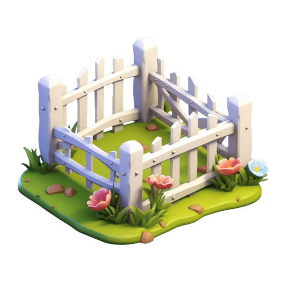 创意栅栏花园立体围栏元素免抠图案