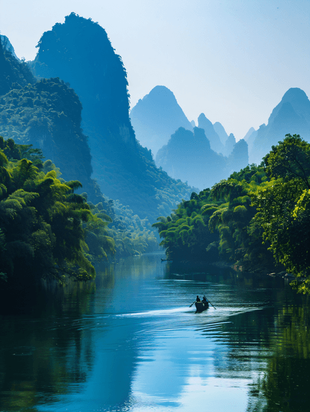 创意广西桂林玉龙江山水景观中国优雅美丽