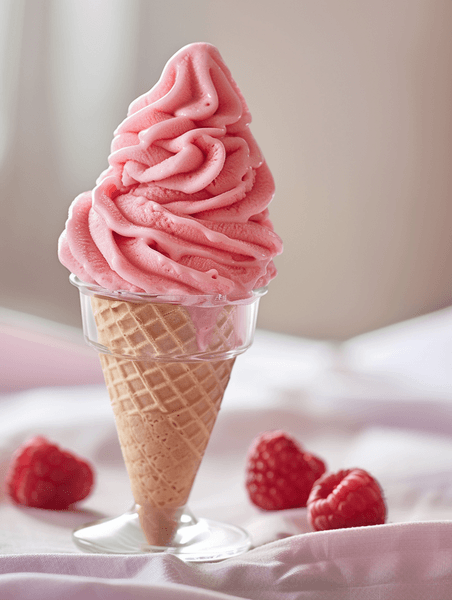 夏天夏季餐饮美食粉色冰淇淋冰激凌食品摄影图