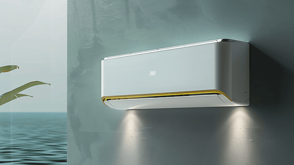 家电夏天夏季电器创意空调悬挂水面素材背景