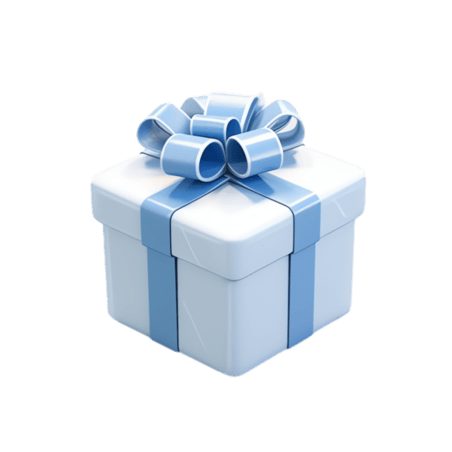 蓝色礼盒元素立体礼物免抠图案