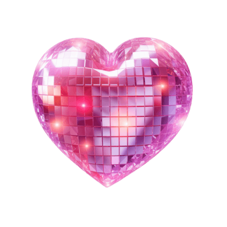 创意水晶爱心元素粉色晶格炫彩免抠图案