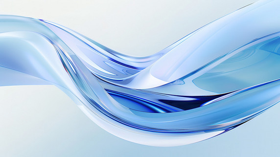 创意水晶透明玻璃蓝色飘带清透干净流体背景