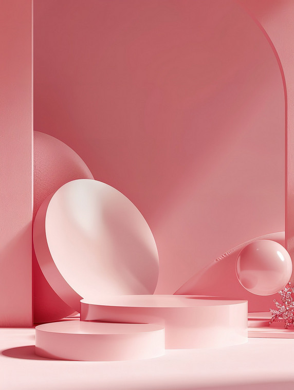 创意几何母婴女性浪漫立体粉色电商展台背景图片