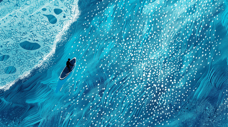 夏天夏季创意俯视蓝色大海海上船只人物的背景