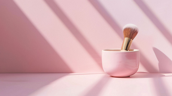 粉色美妆简约化妆品合成创意素材背景