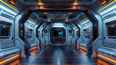 创意舱内素材科技科幻宇宙空间站背景