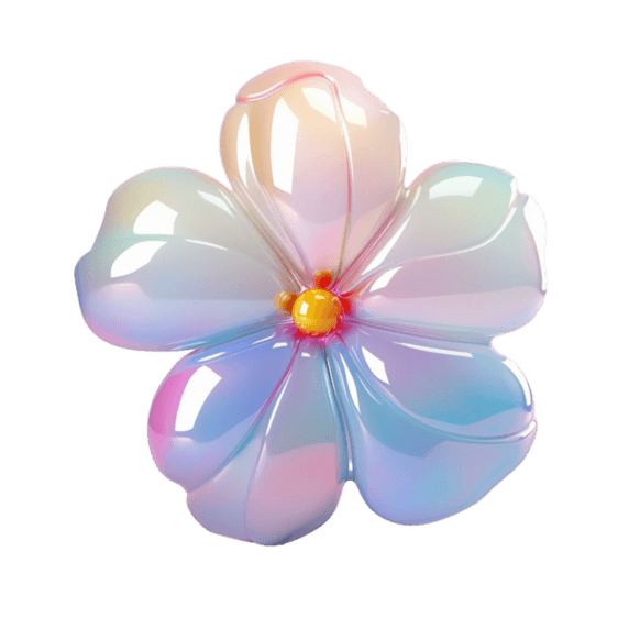 创意水晶花朵元素立体免抠春天图案