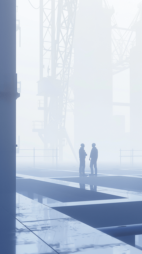 蓝色朦胧五一劳动节建筑工人劳动者背景