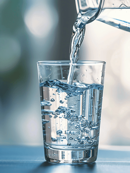 创意喝水把水倒进玻璃里透明水杯
