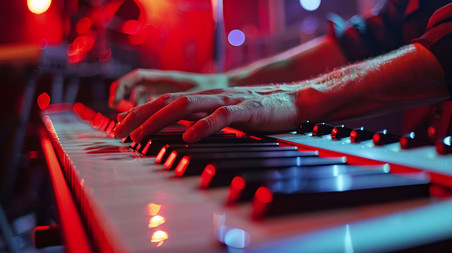 DJ琴键电子琴双手钢琴乐器音乐描绘摄影照片
