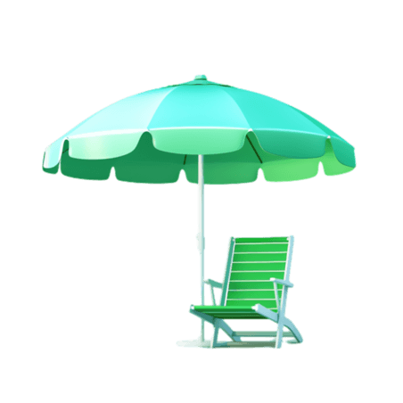 创意绿色大伞元素立体免抠图案