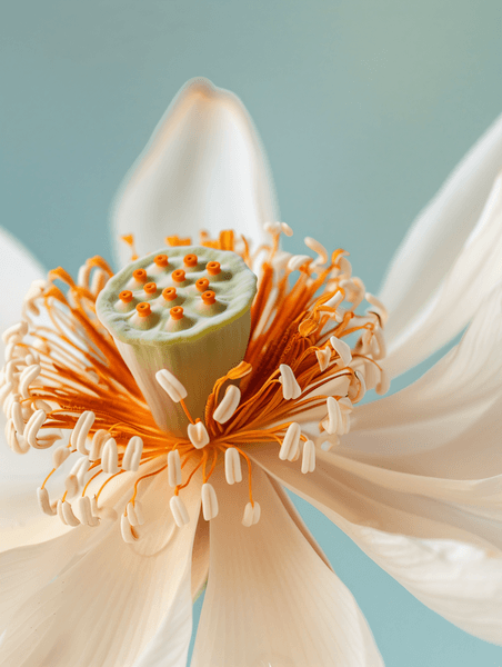 创意白色荷花植物优雅特写花蕊摄影图