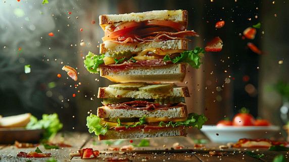 创意美味汉堡立体描绘摄影照片