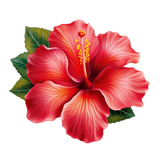 创意夏天红色热带植物带叶夏威夷元素立体免扣图案