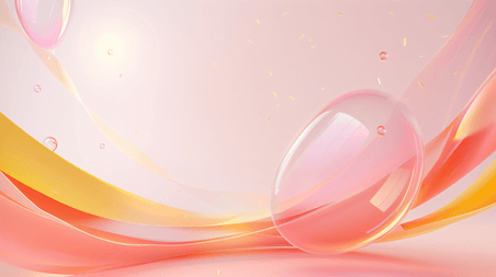 橙色粉色大气企业宣传商务流体玻璃抽象创意线条背景17