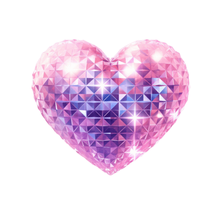创意粉色晶格炫彩水晶爱心元素免抠图案