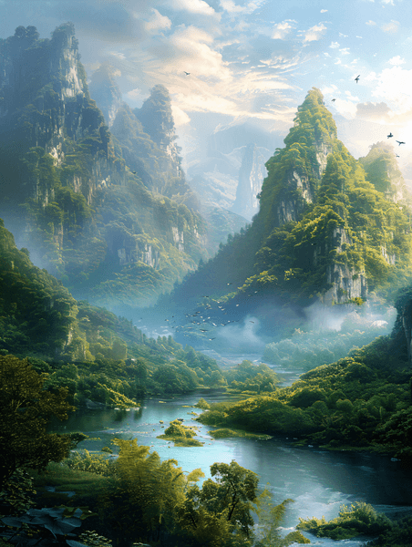 创意桂林山水甲天下中国优雅美丽风景