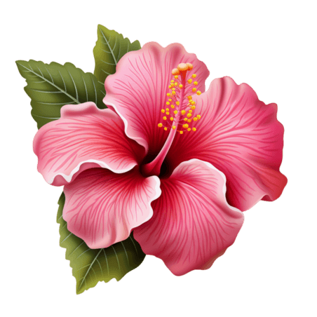 创意夏天粉色花朵单只写实热带植物元素立体免扣图案