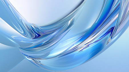 创意水晶透明玻璃蓝色流体液体商务办公干净清透背景