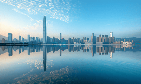 蓝天美丽深圳湾城市城市都市商务建筑风景