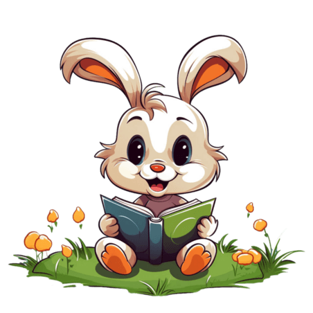 兔子阅读元素卡通动物童话免抠图案