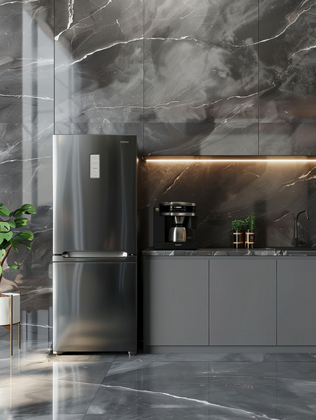 创意厨卫装修厨房内嵌的大冰箱照片厨卫装修