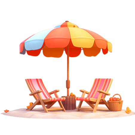 创意夏天遮阳旅游度假夏日遮阳伞防晒伞完美配色3d元素