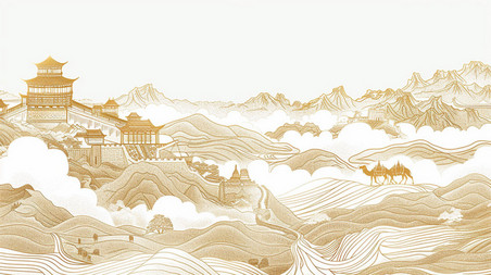 创意沙漠骆驼宫殿合成创意素材背景