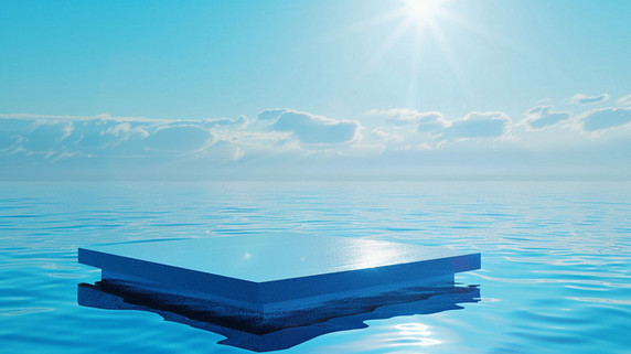创意夏天夏季大海海面电商展台水面漂浮背景