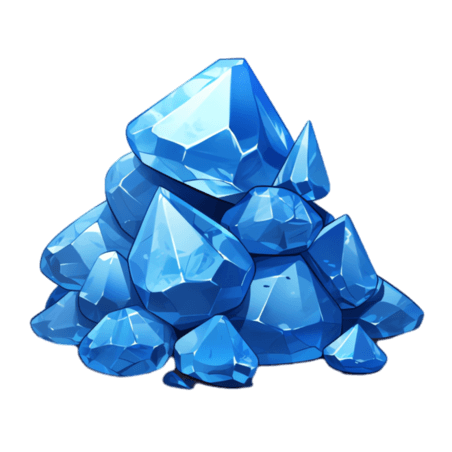 蓝色宝石矿石游戏钻石水晶元素免抠图案