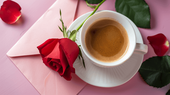 创意信封玫瑰文艺清新浪漫唯美粉色美味咖啡摄影17